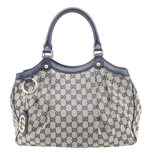 Gucci  Sukey Medium GG Canvas Tote Bag Navy Blue 211944 - Picture 1 of 11